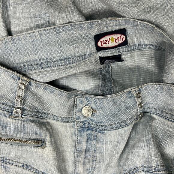 Zoey Beth Skirt Light Wash Denim Zip Fly Y2K Pleated Mini Jean Skirt Women's S - Picture 3 of 11